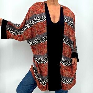 Vintage 80’s ILGWU Union Label Paisley Patchwork Boho Mixed Print Blazer Kimono
